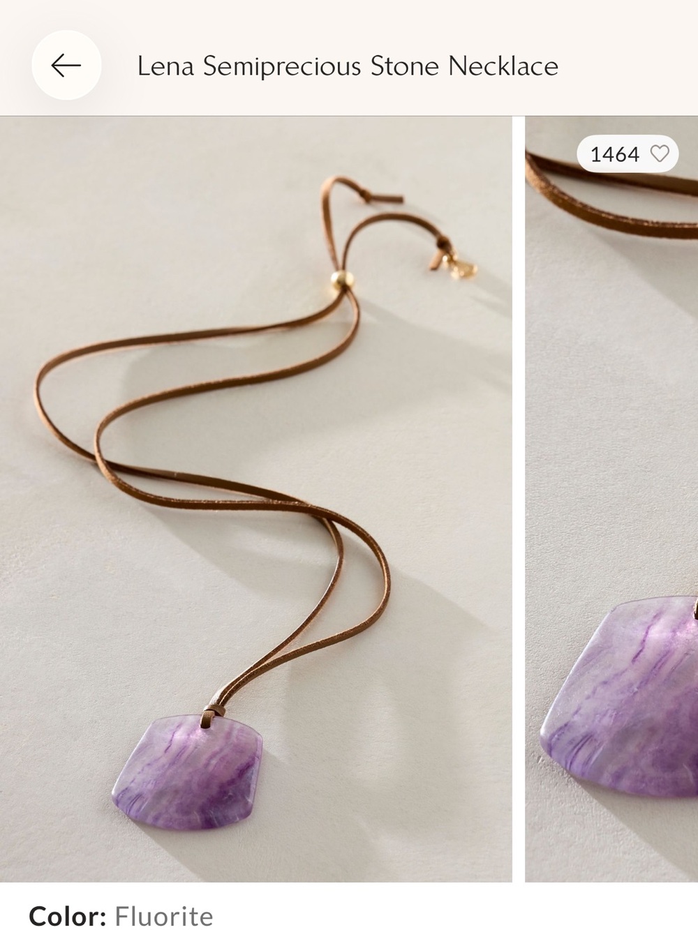 Free People Fluorite Pendant with Brown Suede Cord - Picture 4 of 4